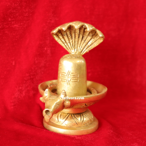 Brass Shivling with Snake | Handcrafted Hindu Pooja Idol