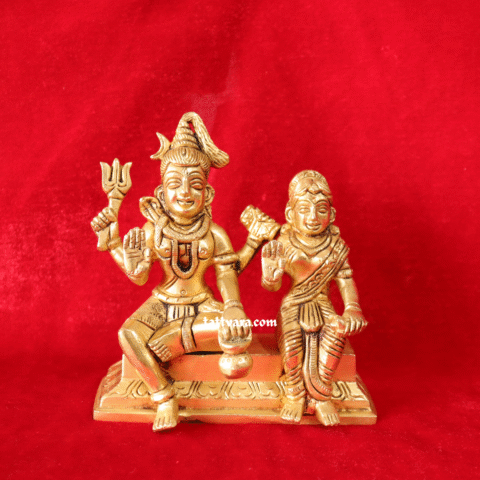 Brass Shiv Parvati Idol | Divine Couple | Vastu & Home Decor | Puja Idol