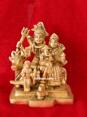 Brass Shiv Parivar Idol | Shiv Parvati with Ganesh, Kartikeya & Nandi