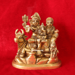 Brass Shiv Parvati Family Idol with Ganesha, Kartikeya & Nandi