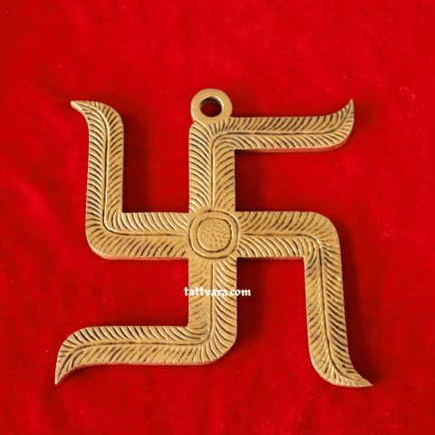 Brass Swastik Wall Hanging | Decorative Vastu Symbol | 5×5 inches