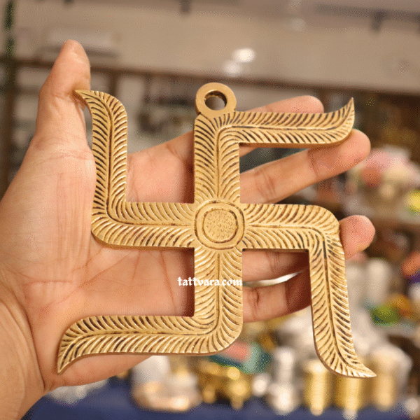 Brass Swastik Wall Hanging | Decorative Vastu Symbol | 5×5 inches